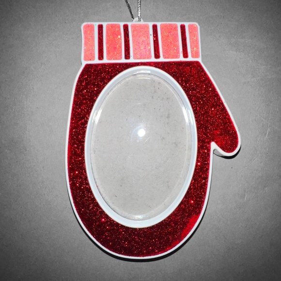 Set of 2 Red Photo Frame Christmas Ornaments - Picture 2 of 5